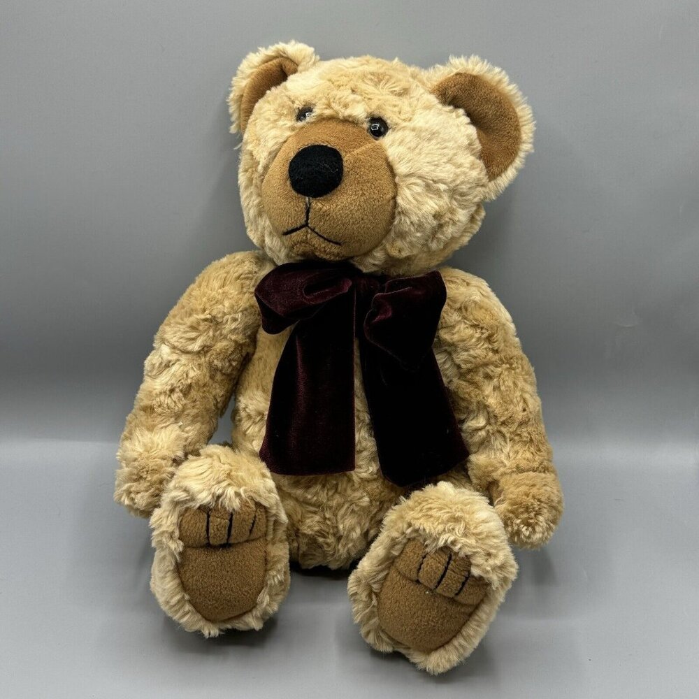Chosun Teddy Bear Velvet Bow Vintage 16" Seated Vintage